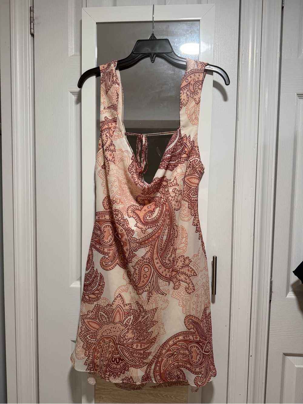 ASOS Cream Mini Dress with Burgundy/Pink Paisley Print